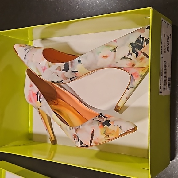 💕TED BAKER💕 Luceey Satin Pumps ~ Watercolor Abstract Floral Print 41 - Picture 13 of 15